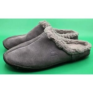 Sorel Falcon Ridge II Women's Size 12 Gray Suede Faux Fur Lined Slippers Used
